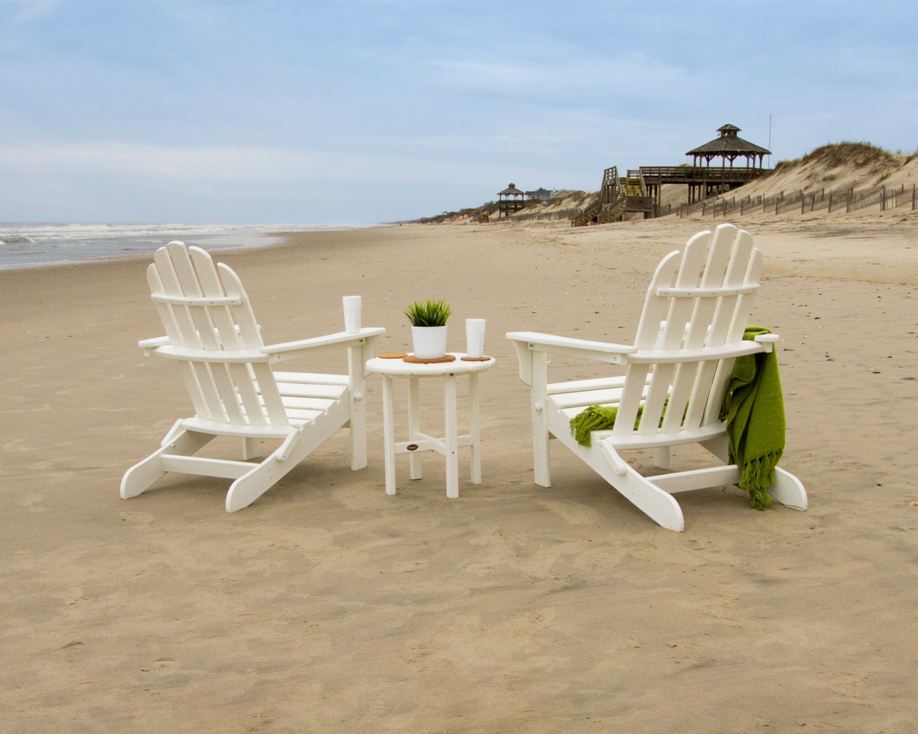 Trex® Outdoor Furniture™ Cape Cod Folding Adirondack Chairs with Side Table Ensemble