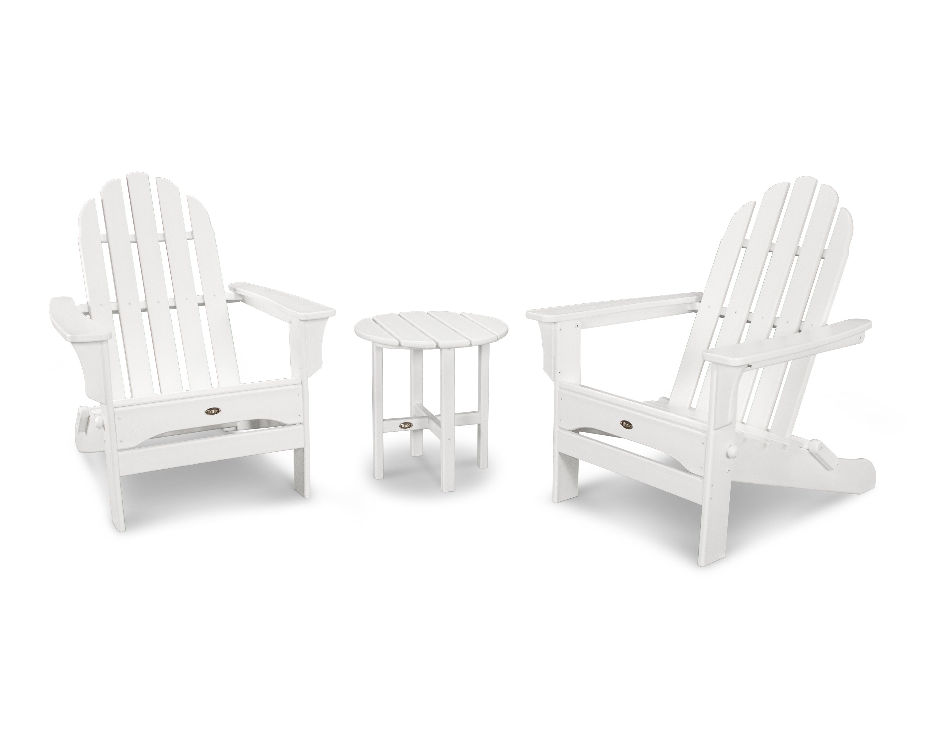 Trex® Outdoor Furniture™ Cape Cod Folding Adirondack Chairs with Side Table Ensemble