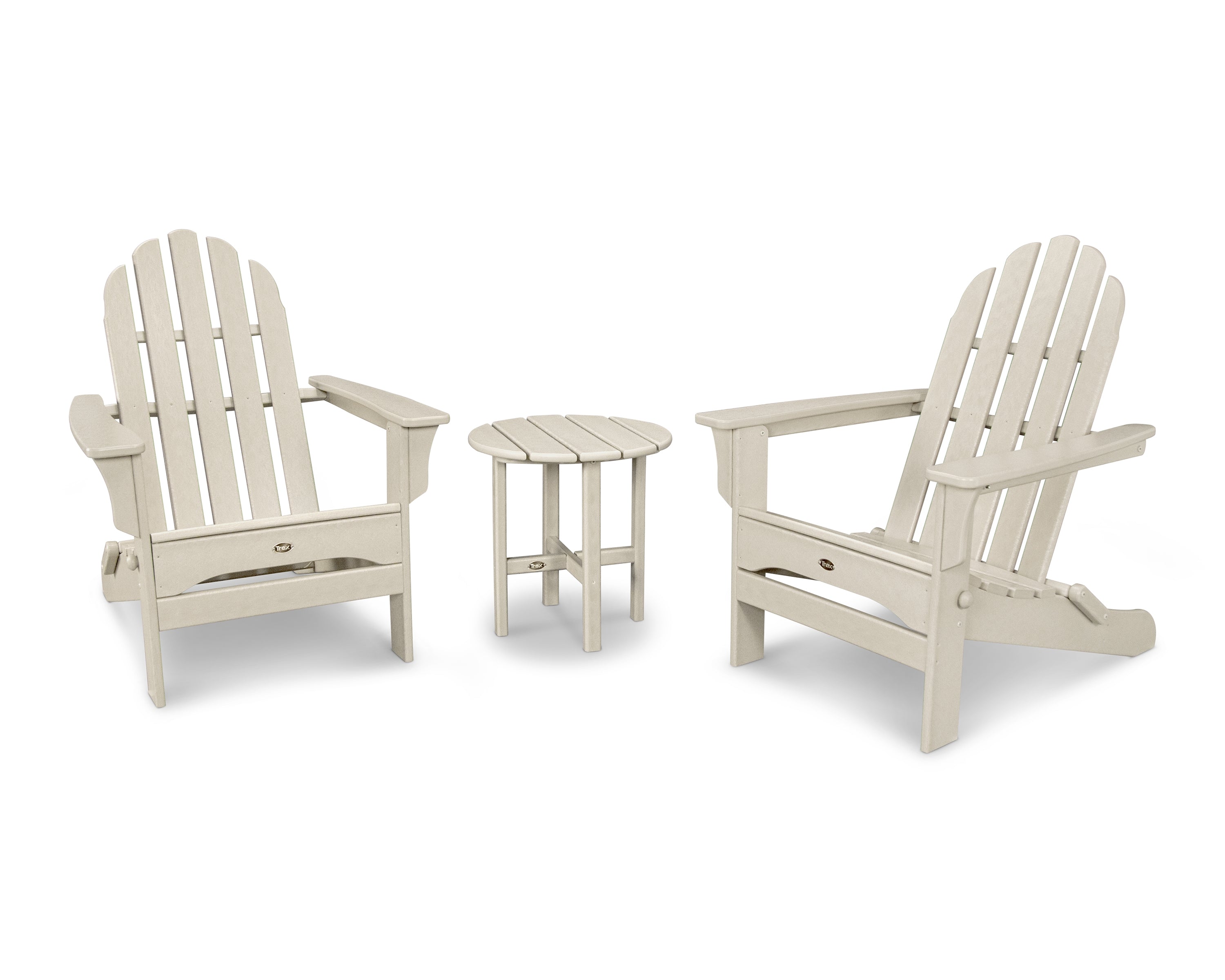 Trex® Outdoor Furniture™ Cape Cod Folding Adirondack Chairs with Side Table Ensemble