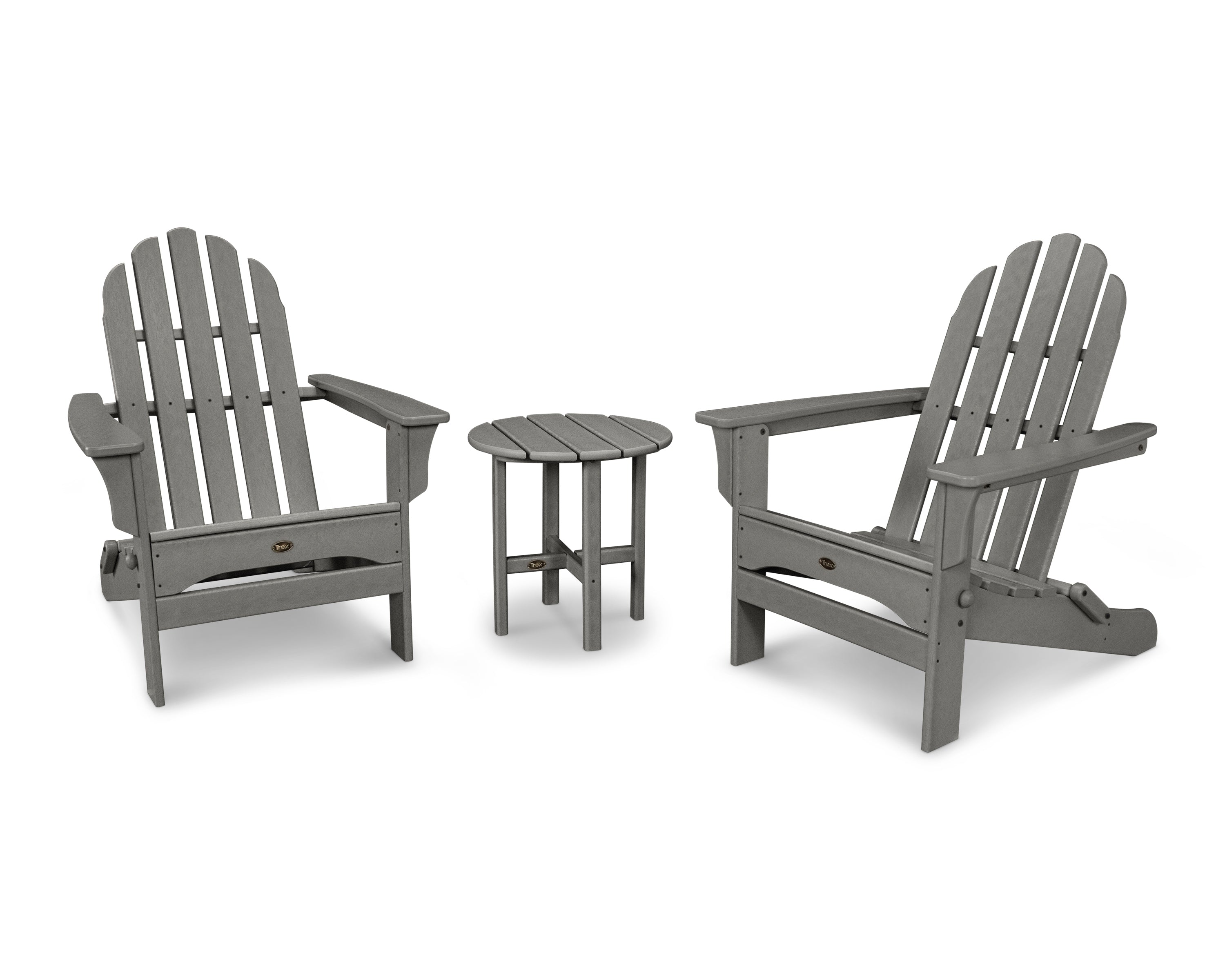 Trex® Outdoor Furniture™ Cape Cod Folding Adirondack Chairs with Side Table Ensemble