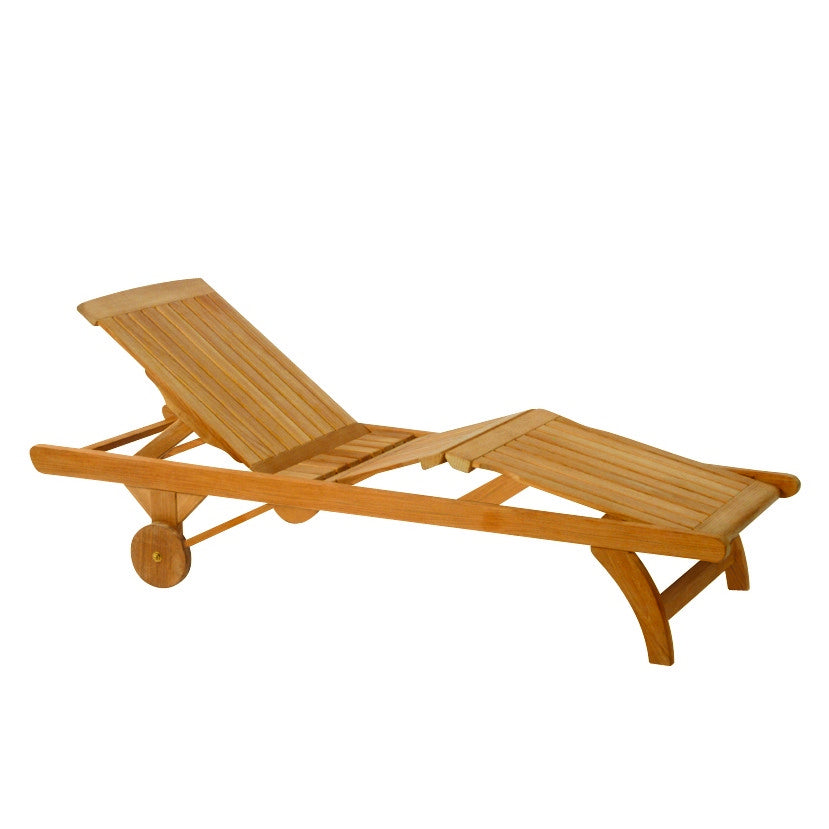 Kingsley Bate Classic Teak Adjustable Knee-Bend Chaise Lounge w/Wheels