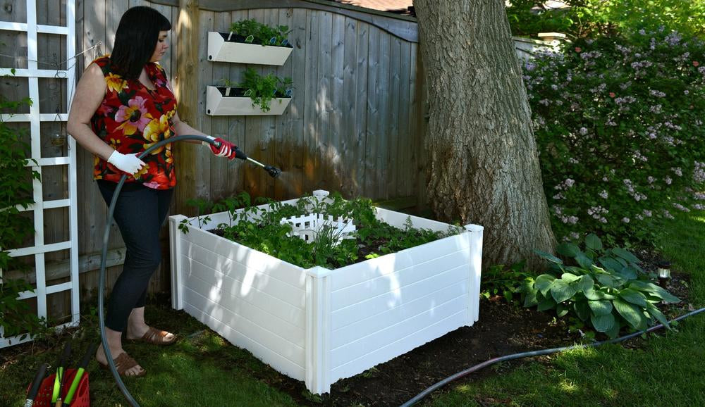 Vita Classic 4'x4' Vinyl Keyhole Composting Garden Bed