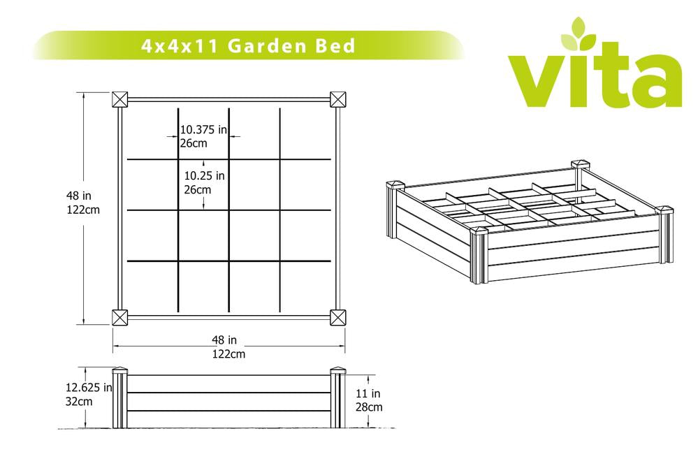 Vita Classic 4'x4' Vinyl Garden Bed with Grow Grid