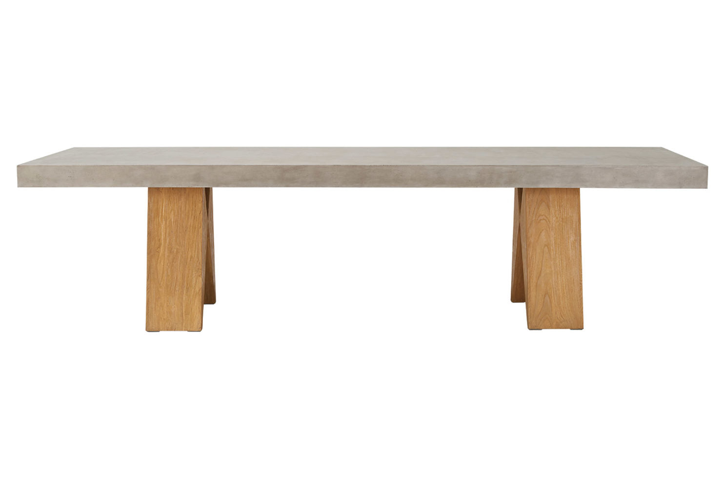 Seasonal Living Perpetual Concrete and Teak Clip Dining Table 87”- Slate Gray