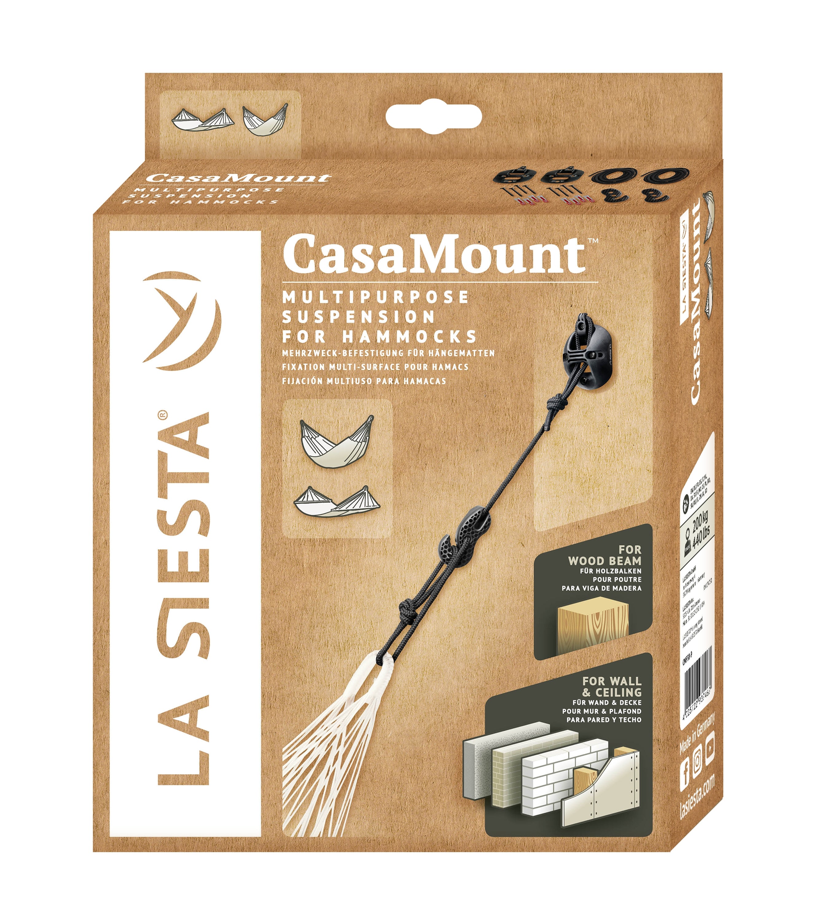 La Siesta CasaMount Black - Multipurpose Suspension Set for Hammocks