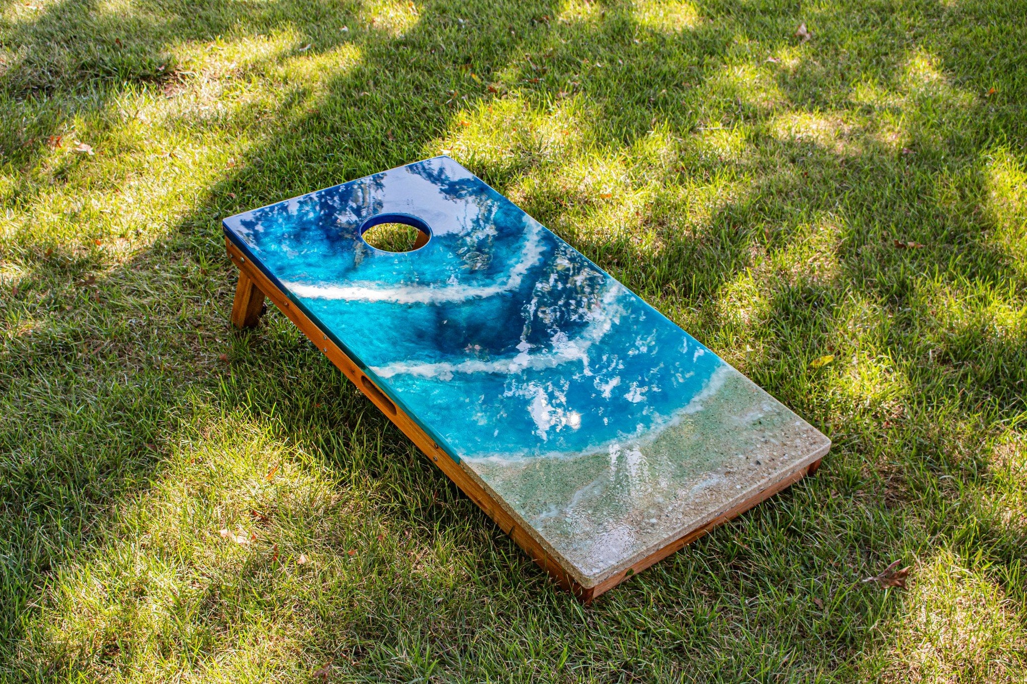 Elakai 2'x4' Pathfinder ART Beach Epoxy Resin Cornhole Board Set