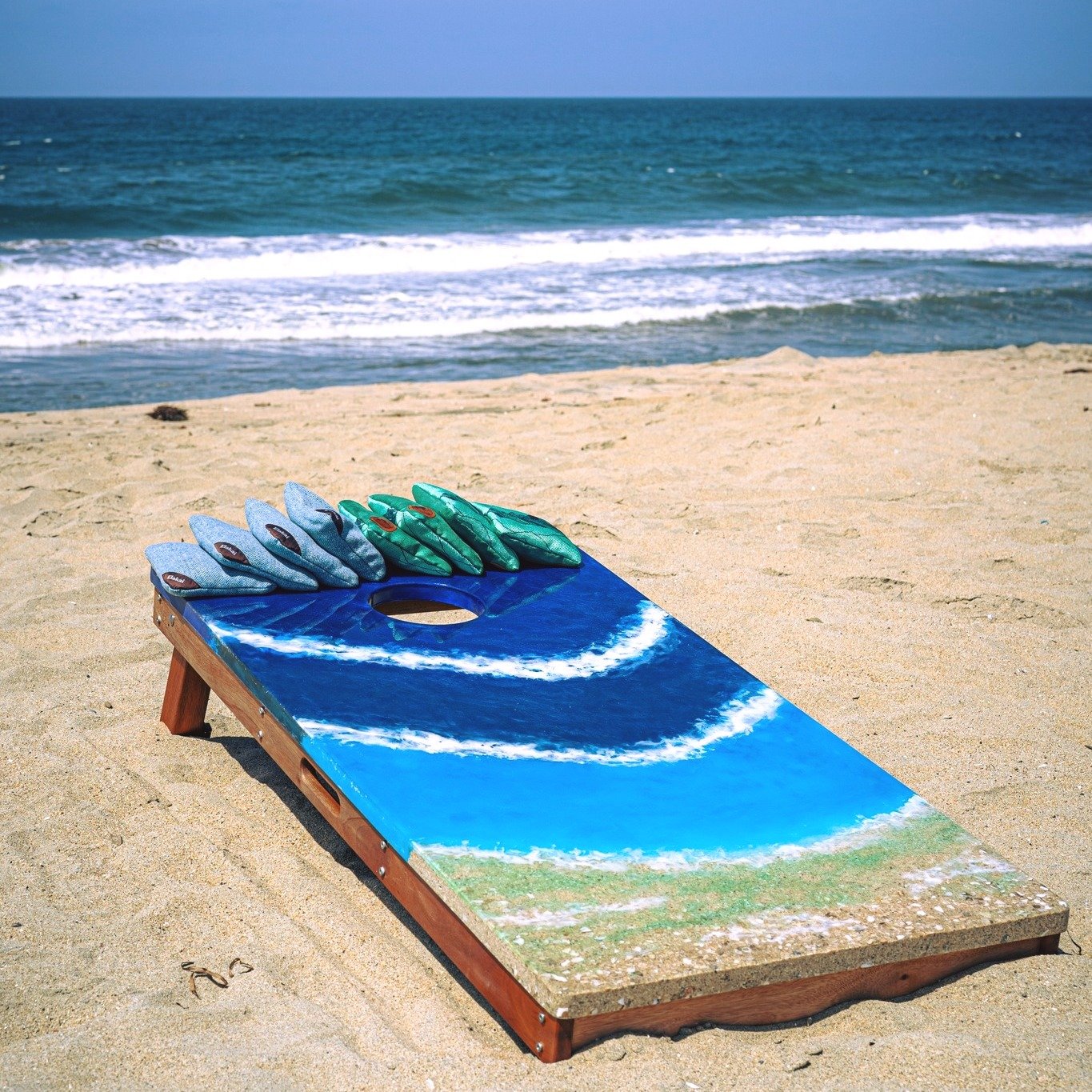 Elakai 2'x4' Pathfinder ART Beach Epoxy Resin Cornhole Board Set