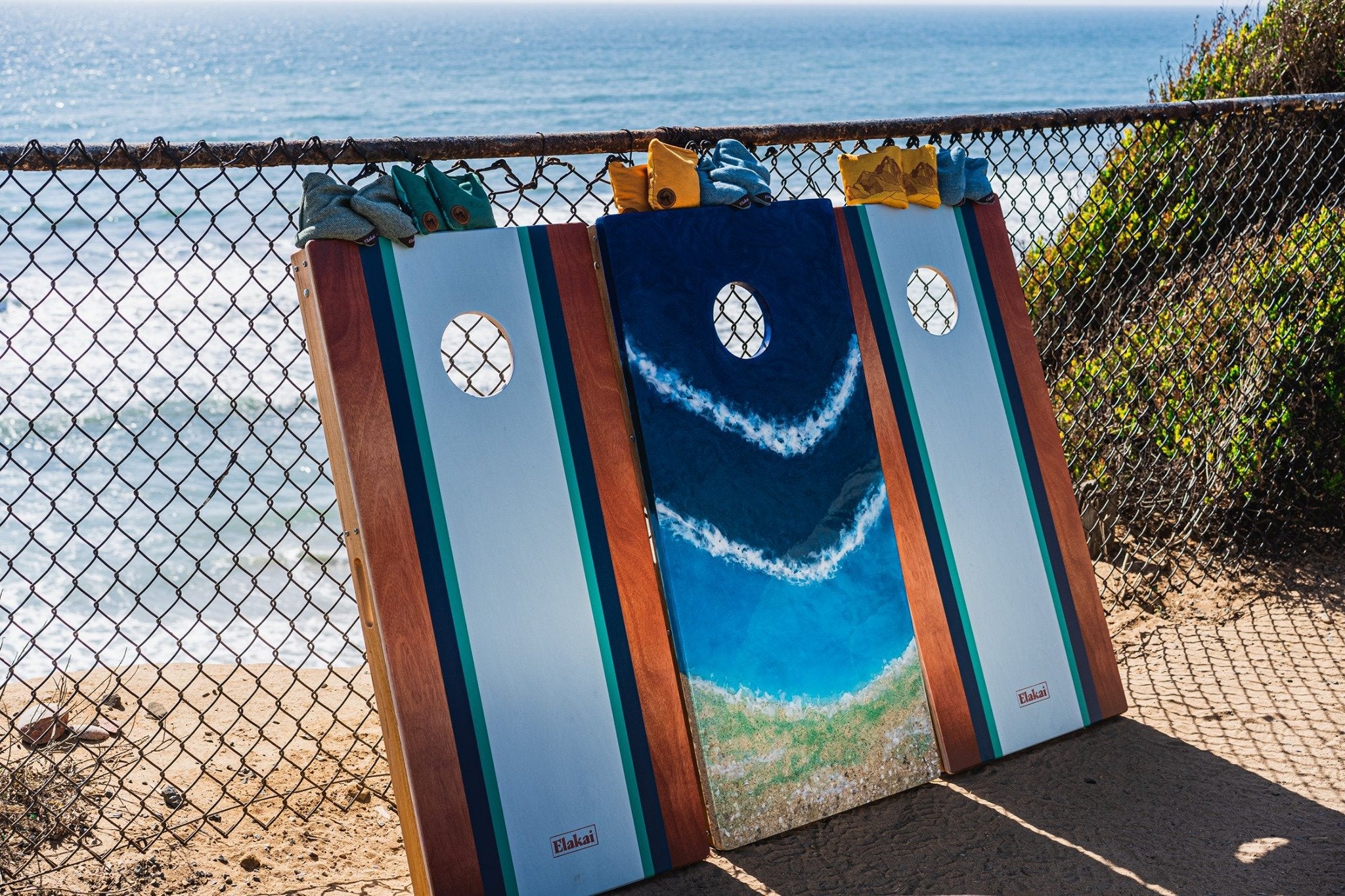 Elakai 2'x4' Pathfinder ART Beach Epoxy Resin Cornhole Board Set