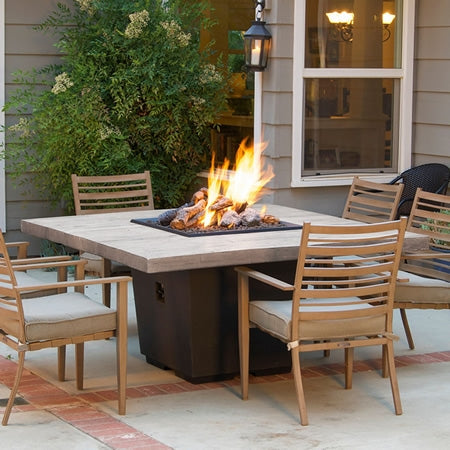 Cosmopolitan Textured Finish Square Dining Fire Pit Table