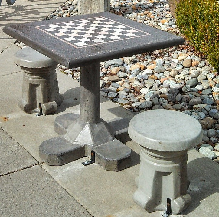 Stone Age Free-Standing Chess Table with Optional Stools