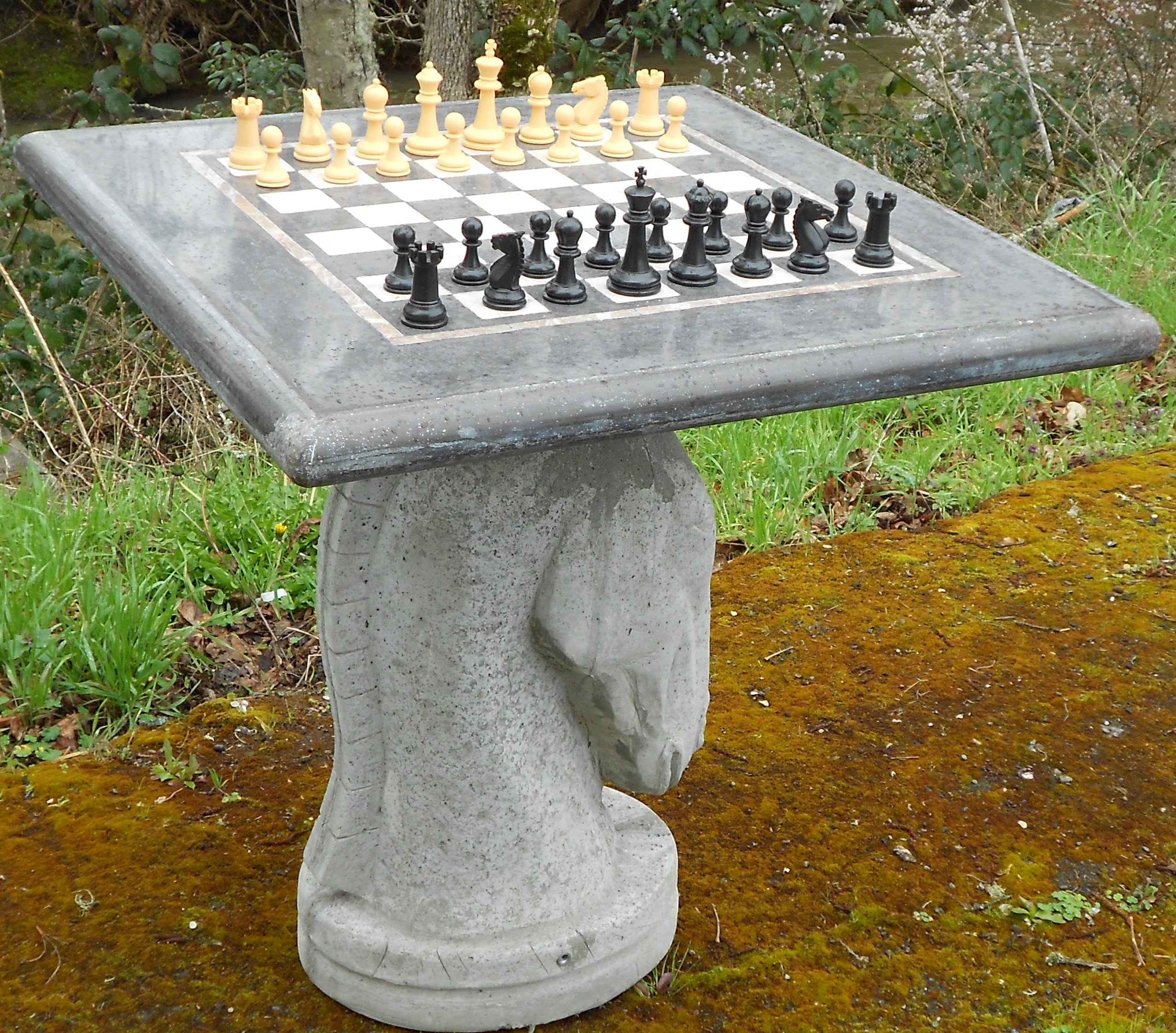 Stone Age Knight Chess Table with Optional Chess Set