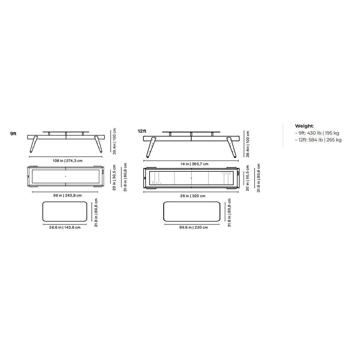 Dining Shuffleboard Table Dimensions