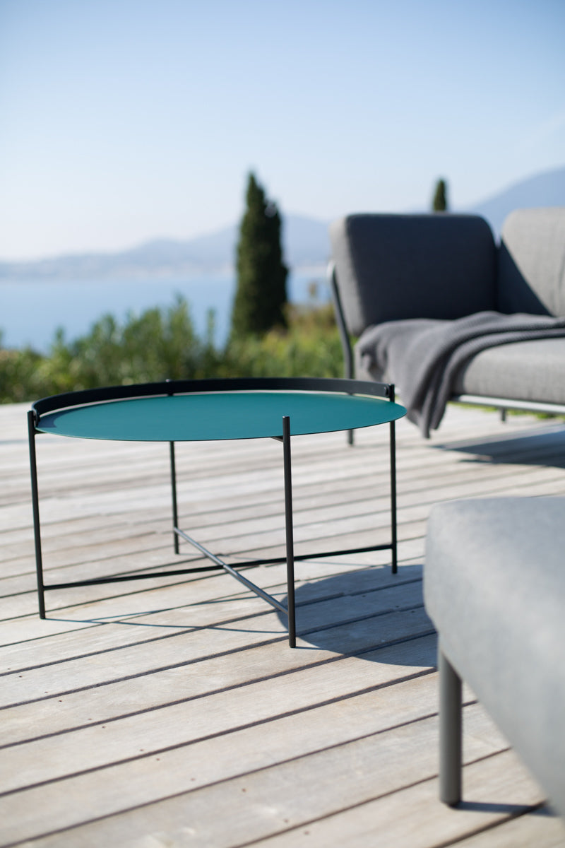 Edge Large Tray Table pictured in Pine Green with Black Handle