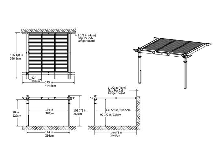 Vita 12'x12' Elysium Louvered Vinyl Pergola