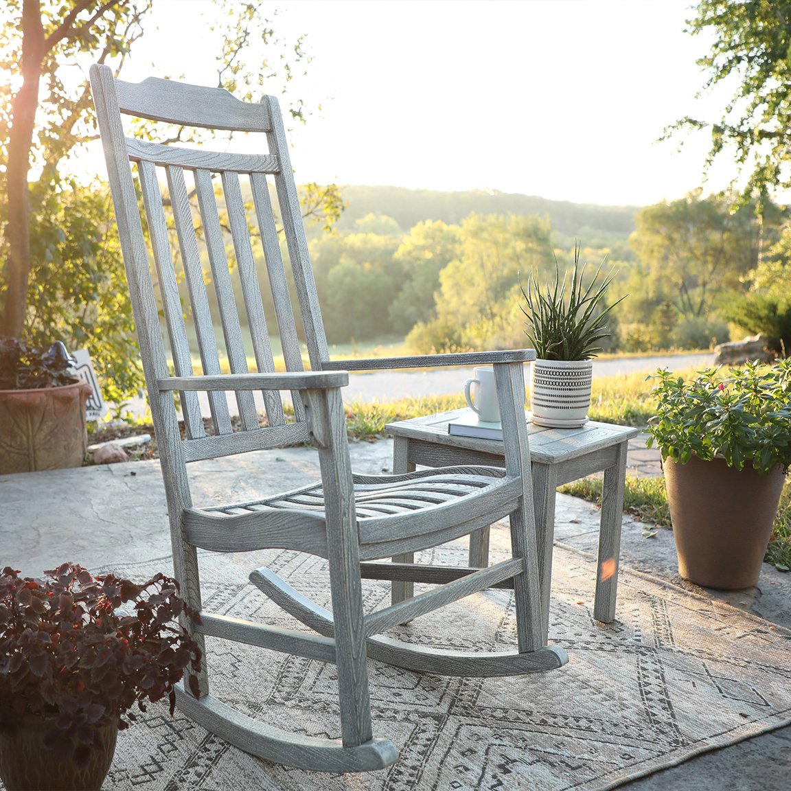 World's Finest Rocker Set of 2 + Side Table - Limited Edition Weathered Grey