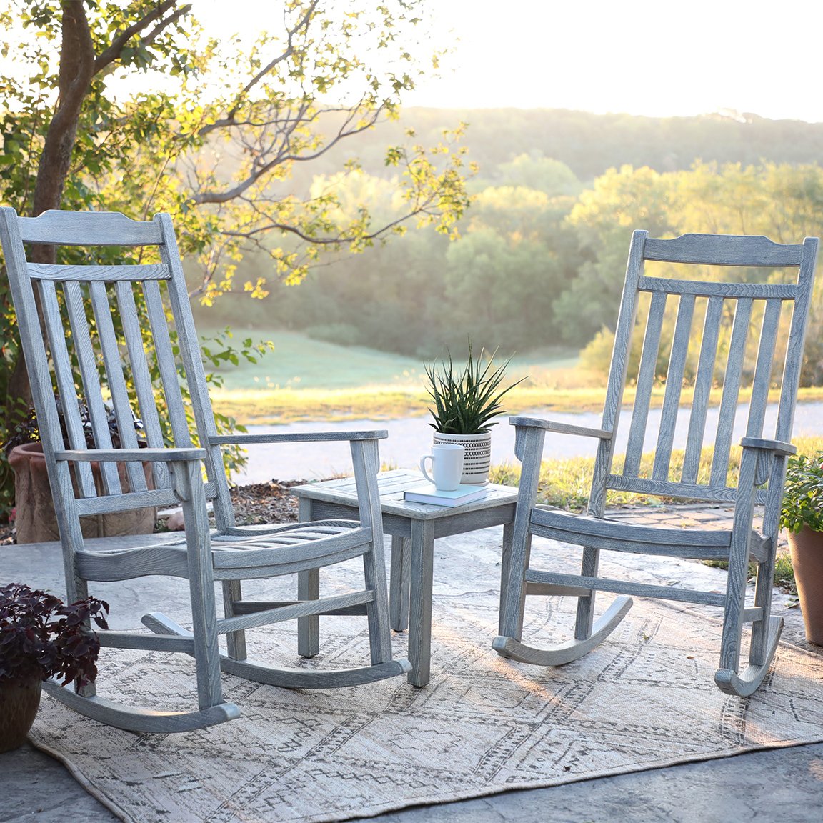 World's Finest Rocker Set of 2 + Side Table - Limited Edition Weathered Grey