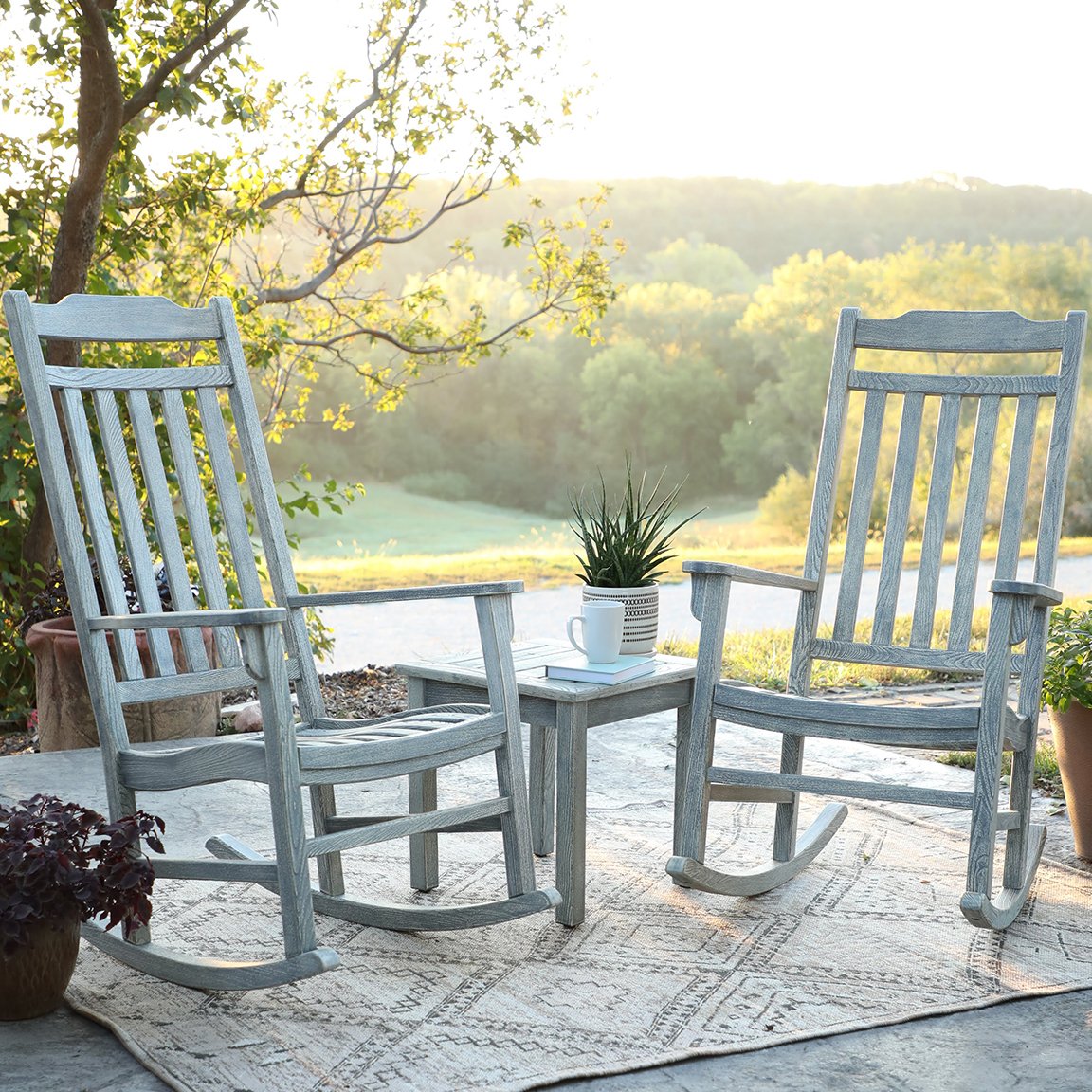 World's Finest Rocker Set of 2 + Side Table - Limited Edition Weathered Grey