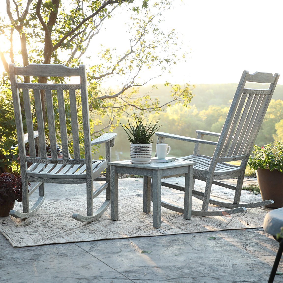 World's Finest Rocker Set of 2 + Side Table - Limited Edition Weathered Grey