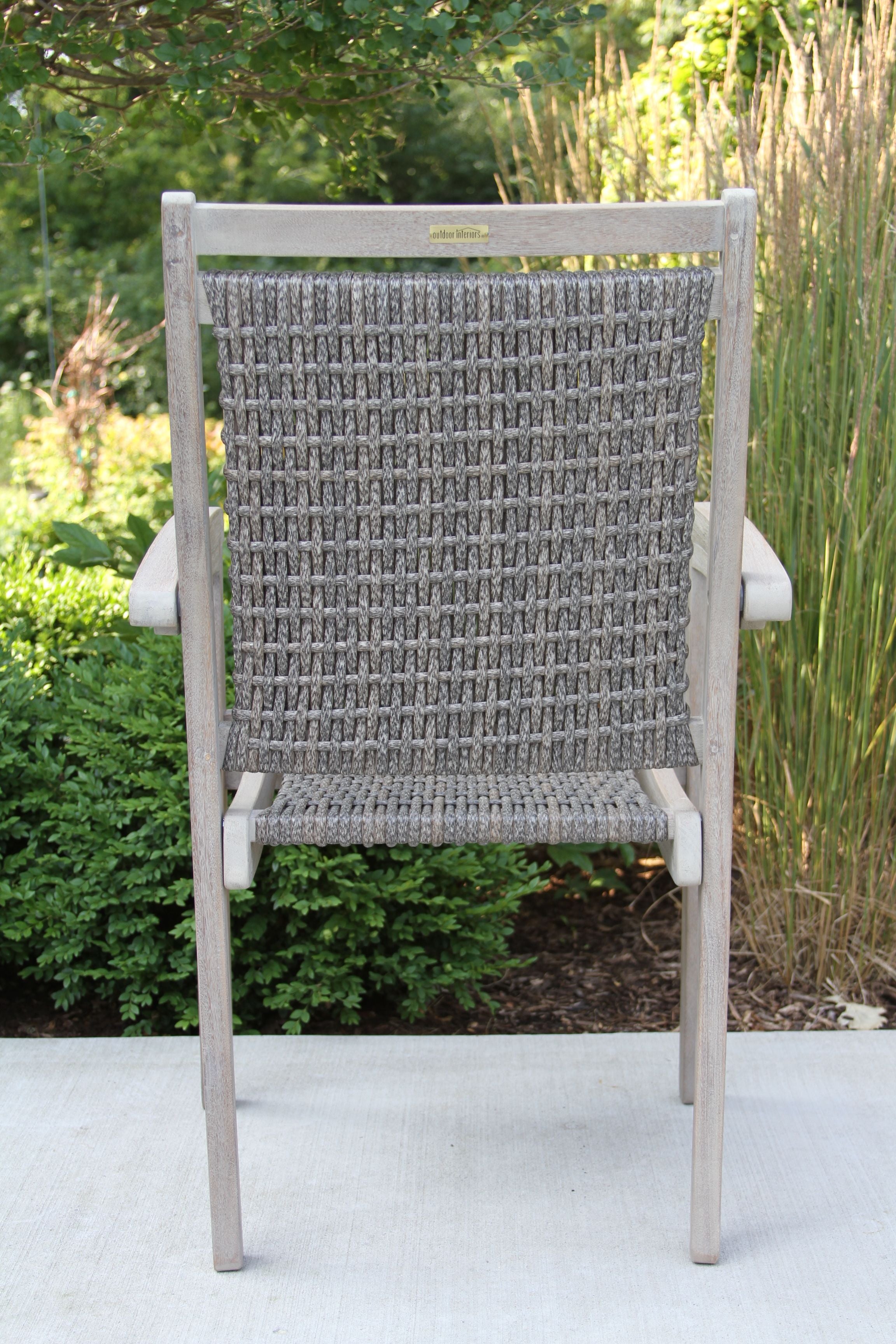 Outdoor Interiors Eucalyptus and Wicker Stacking Dining Chair