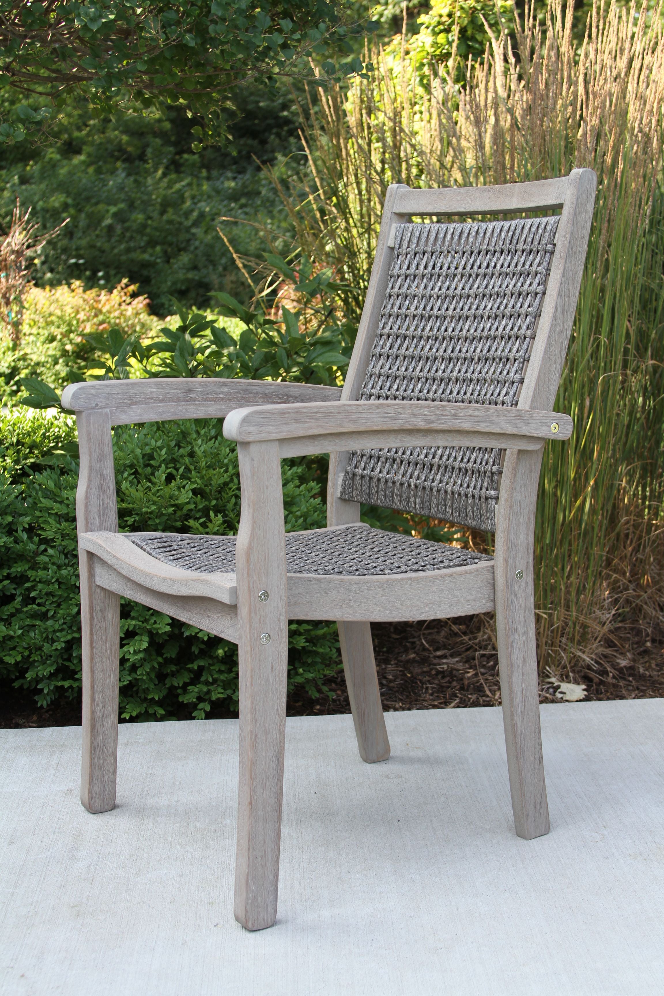 Outdoor Interiors Eucalyptus and Wicker Stacking Dining Chair