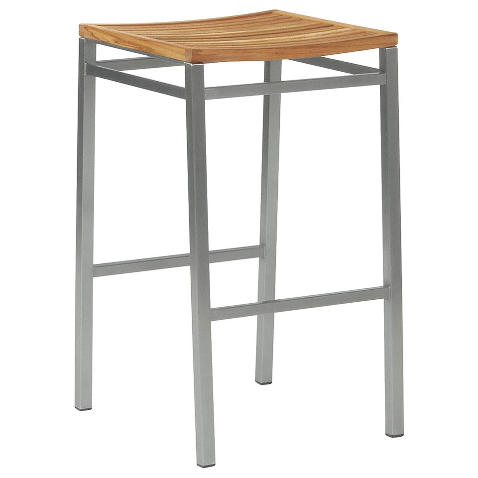 Barlow Tyrie Equinox Teak Stainless Steel and Teak Backless Bar Stool