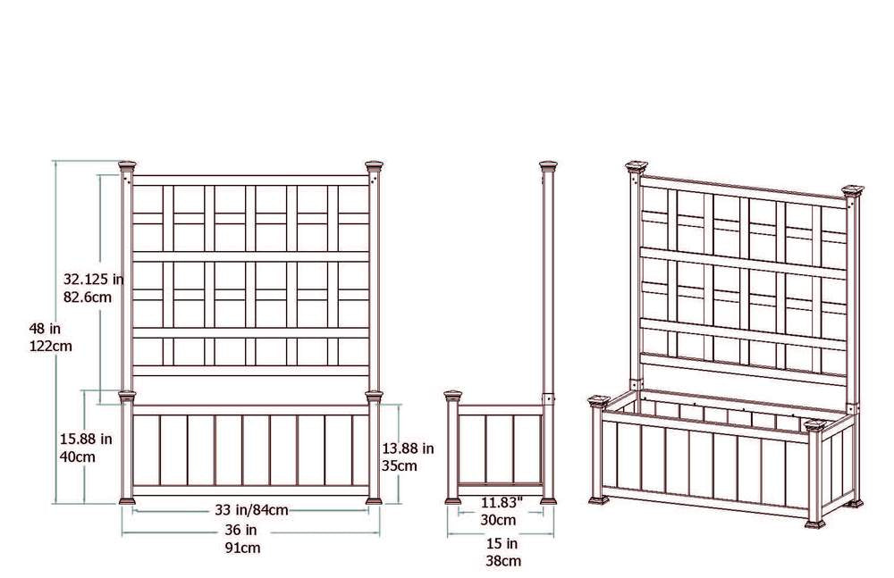 Vita Classic Huron Vinyl Planter Box and Trellis