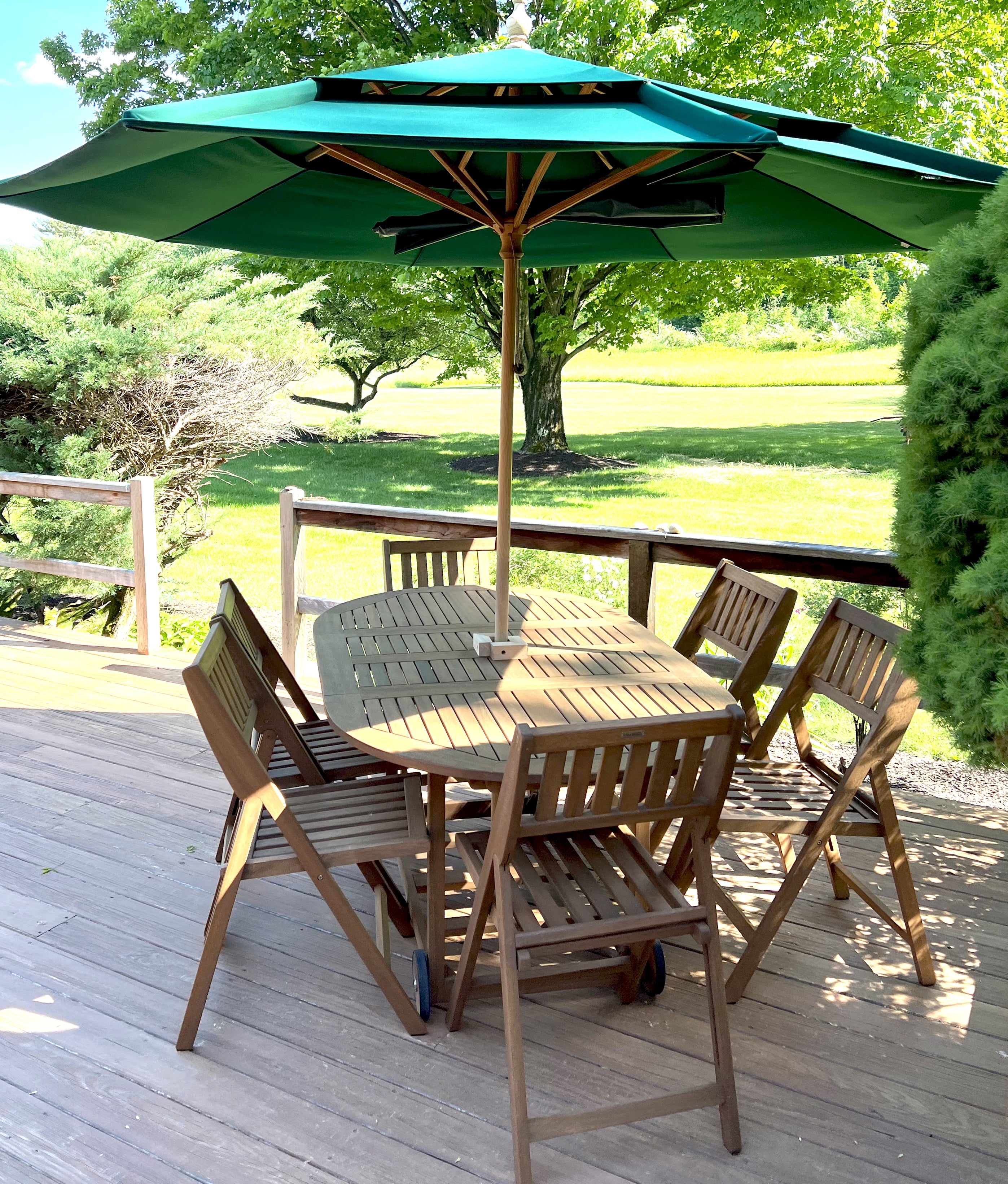 Outdoor Interiors 7 Piece Fold and Store Oval Dining Set