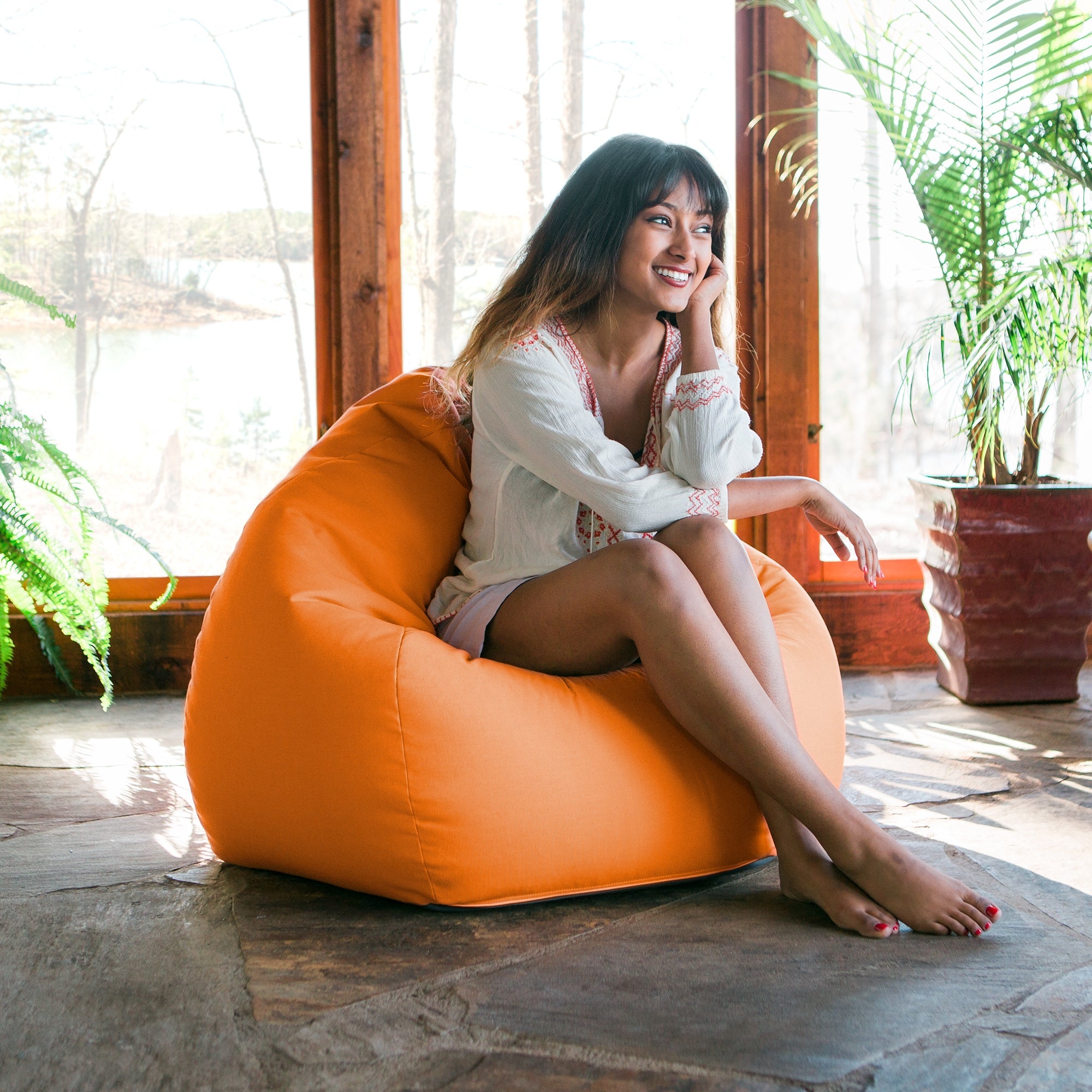 Kiss Outdoor Patio Bean Bag Chair - Tangerine