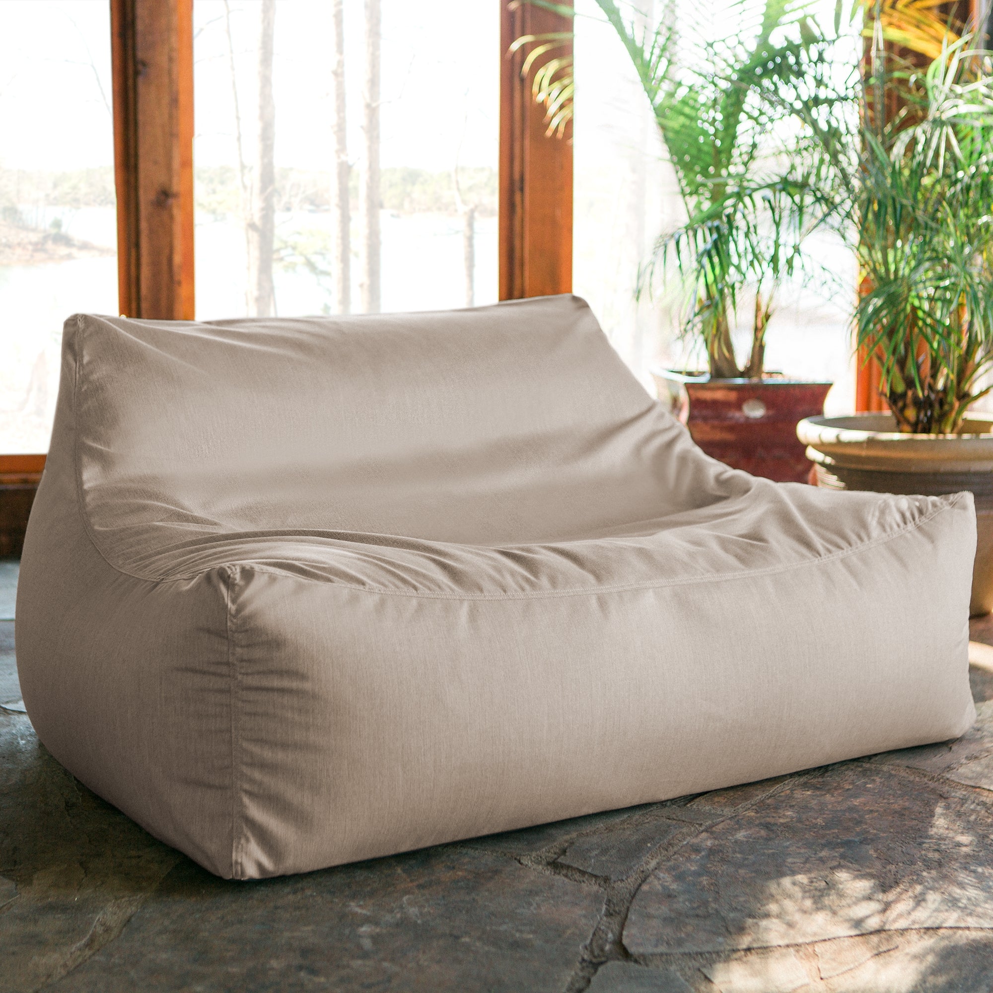 Lavista Outdoor Bean Bag Loveseat - Flax