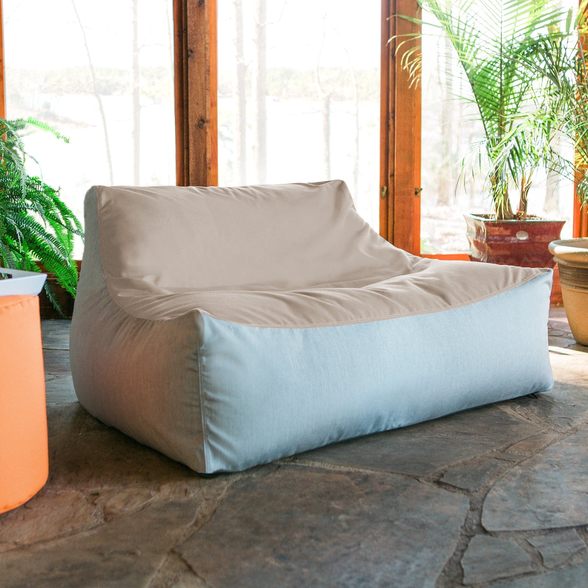 Lavista Outdoor Bean Bag Loveseat - Flax/Granite