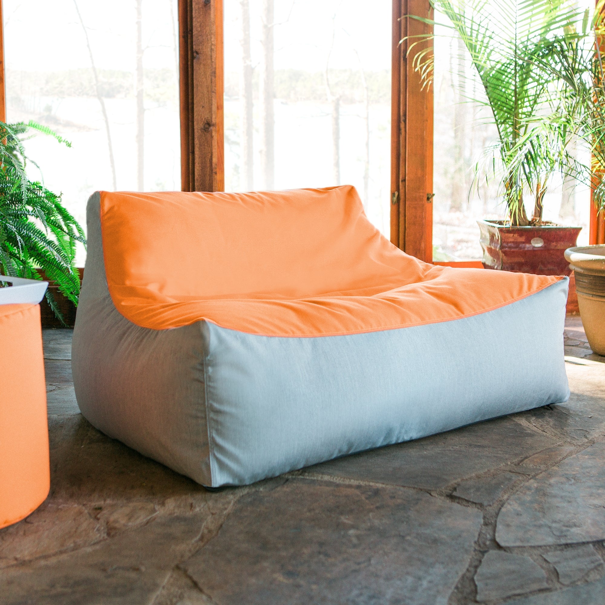 Lavista Outdoor Bean Bag Loveseat - Tangerine/Granite