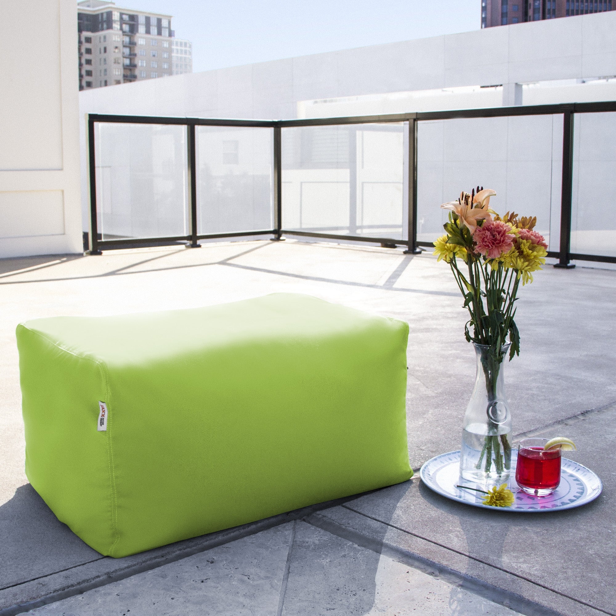 Leon Outdoor Bean Bag Ottoman Bench - Lime Acrylic