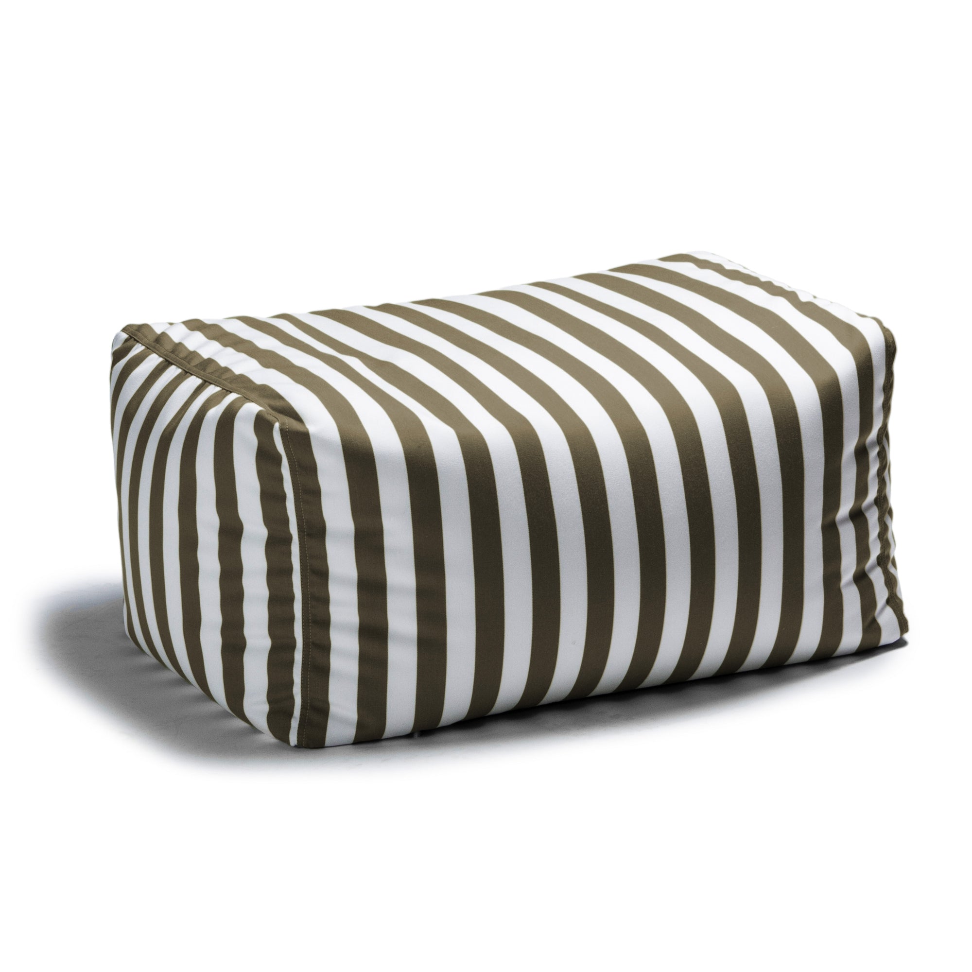 Leon Outdoor Bean Bag Ottoman Bench - Taupe Stripe Acrylic