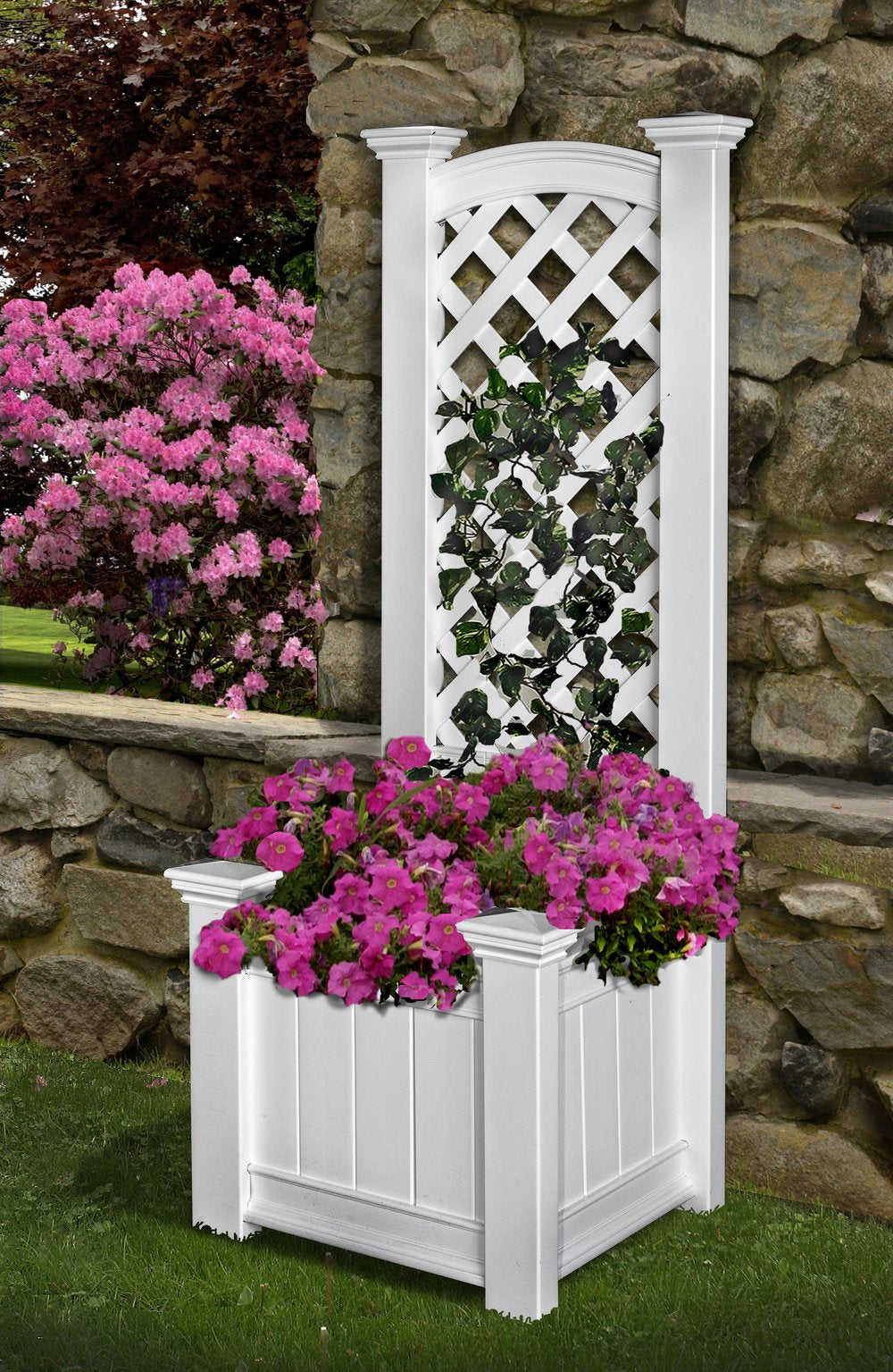 Vita Classic Kensington Vinyl Planter Box and Trellis