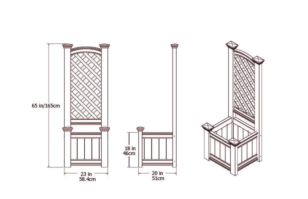 Vita Classic Kensington Vinyl Planter Box and Trellis