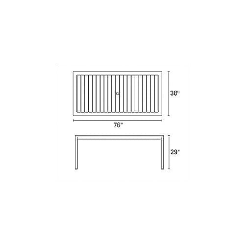 Kingsley Bate Tiburon Stainless Steel and Teak Trim 9 Piece Dining Ensemble