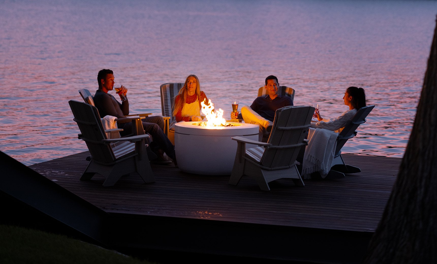 Ledge Lounger Mainstay Adirondack and Legacy Halo Firepit 7-Piece Ensemble