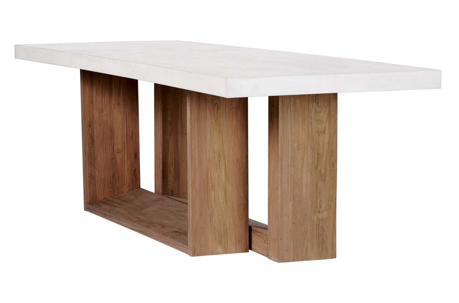 Seasonal Living Perpetual Concrete and Teak Lucca Counter Table – Ivory White