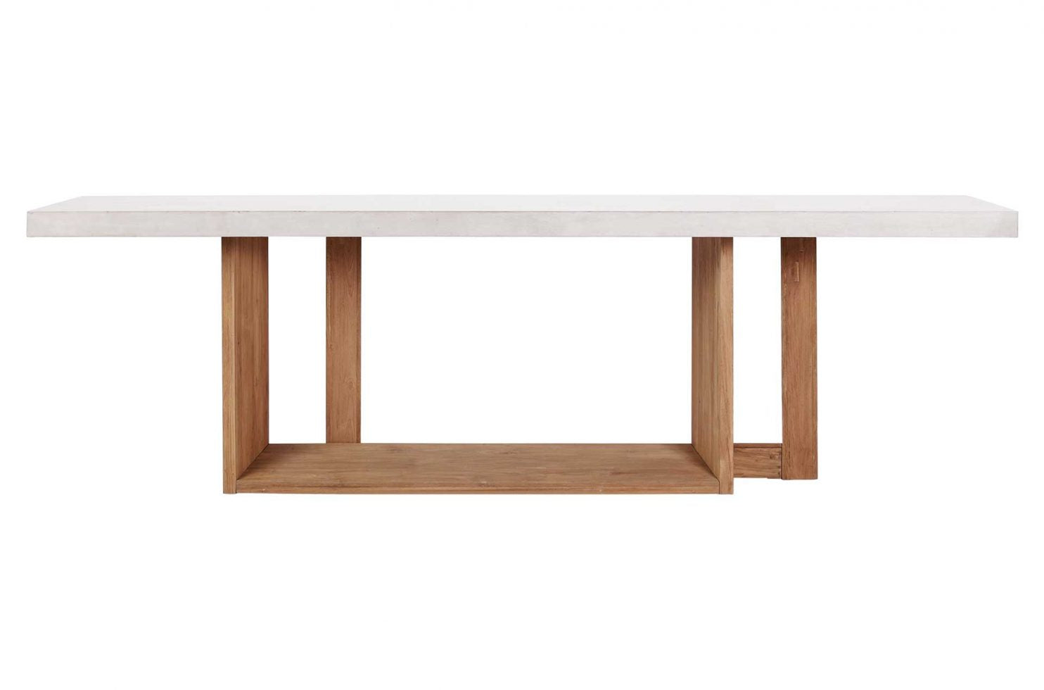 Seasonal Living Perpetual Concrete and Teak Lucca Counter Table – Ivory White