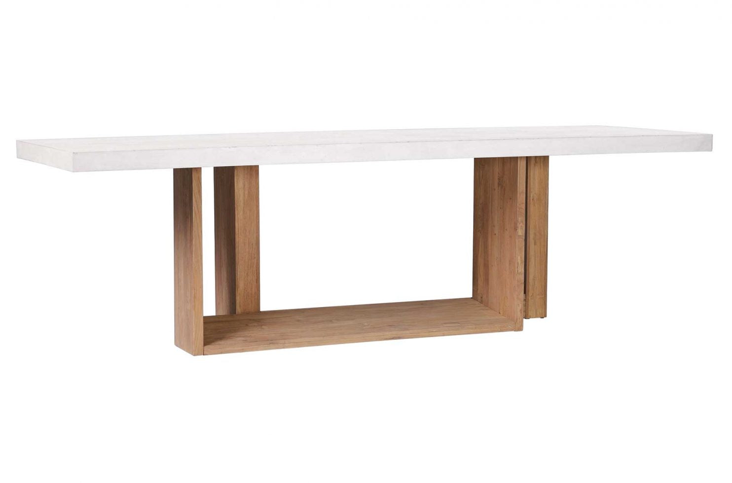 Seasonal Living Perpetual Concrete and Teak Lucca Counter Table – Ivory White