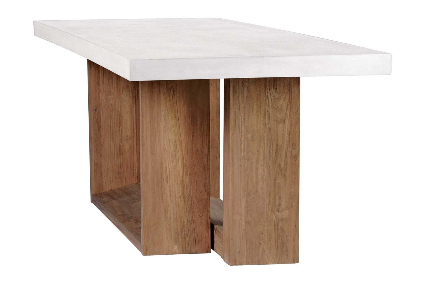 Seasonal Living Perpetual Concrete and Teak Lucca Counter Table – Ivory White