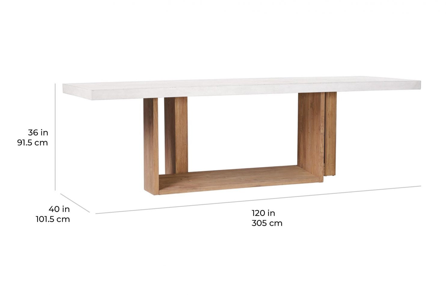 Seasonal Living Perpetual Concrete and Teak Lucca Counter Table – Ivory White