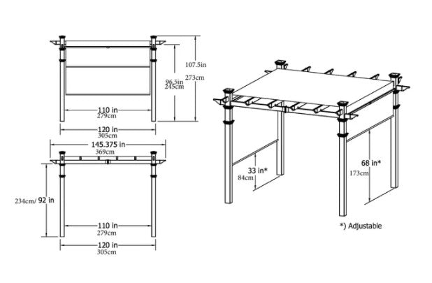 Vita 10'x10' Malibu Canopy Vinyl Pergola