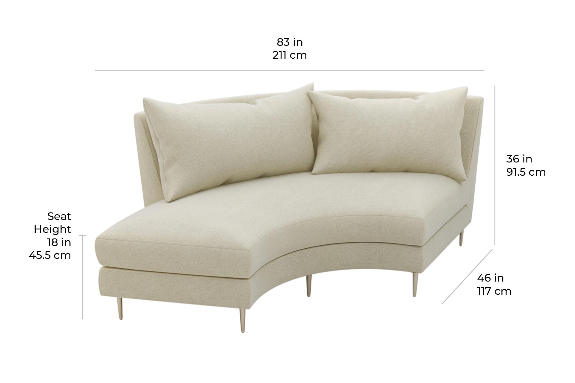 Seasonal Living Fizz Mimosa Tropicale Armless Sofa With Bumper - Left Side Facing