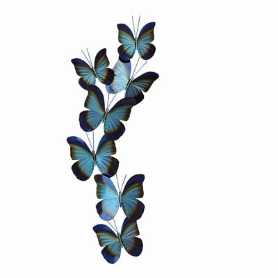 Copper Art Butterfly Spray Blue Metal Wall Sculpture