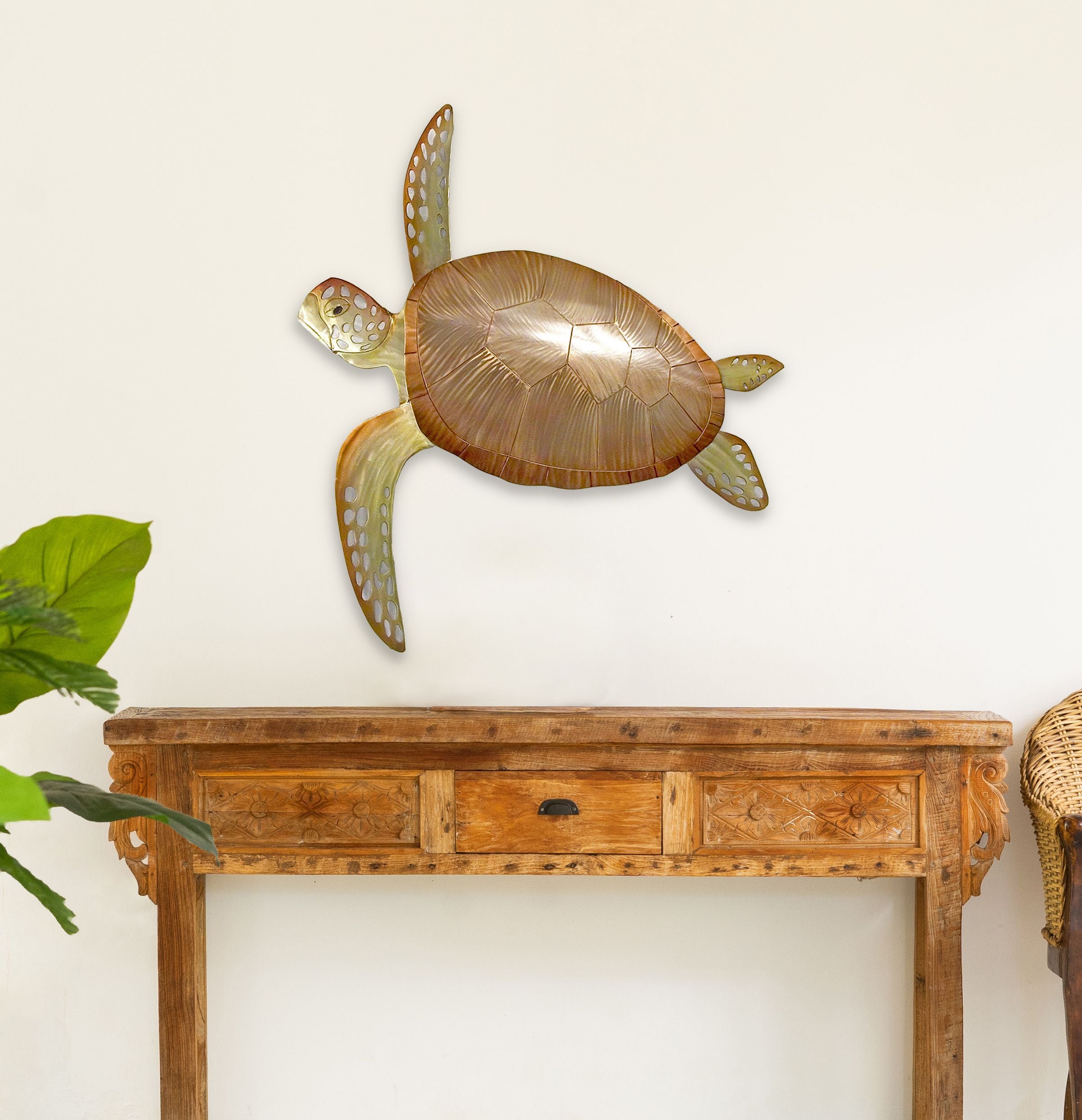 Copper Art Single Sea Turtle Metal Wall Sculpture