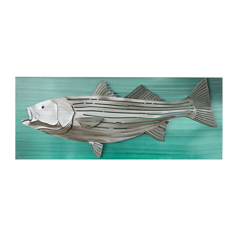 Copper Art Striped Bass Lit Metal Wall Sculpture