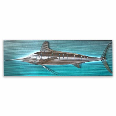 Copper Art Marlin Lit Metal Wall Sculpture