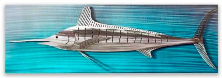 Copper Art Marlin Lit Metal Wall Sculpture