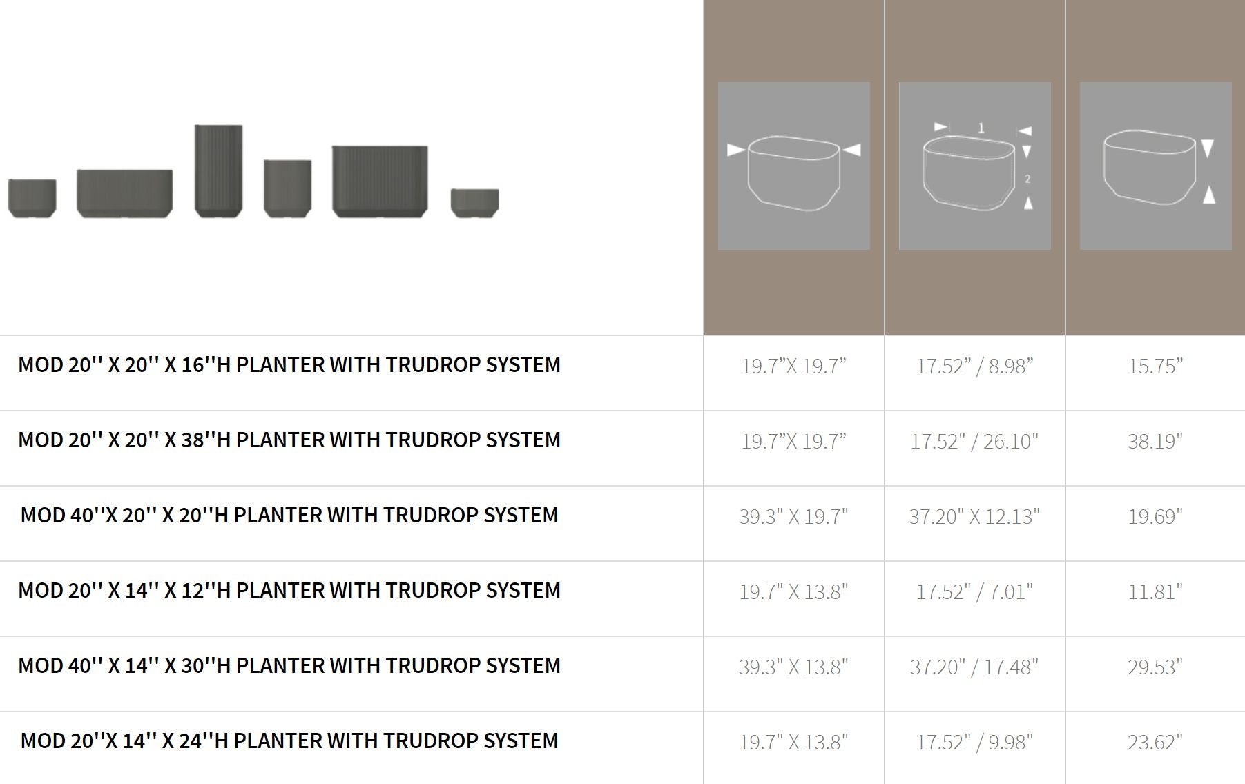 Mod Planter Mini Trough 12" Tall